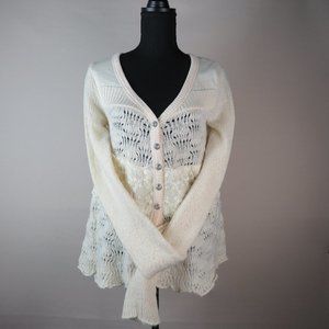 Free People Ivory cardigan sweater wool alpaca bld